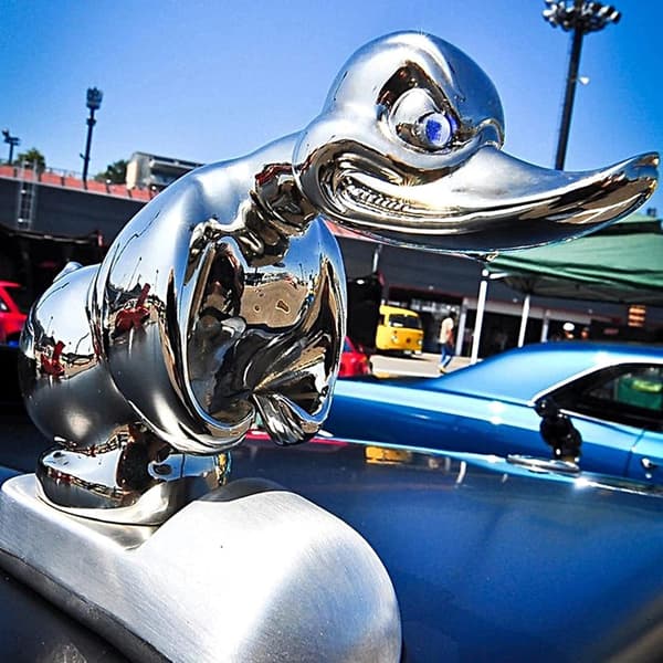 Angry Duck Kølerfigur, 3D Bil Forkromet Metal Kølerfigur Elektroplettering Sort/Sølv Farve Poleret Høj Glans