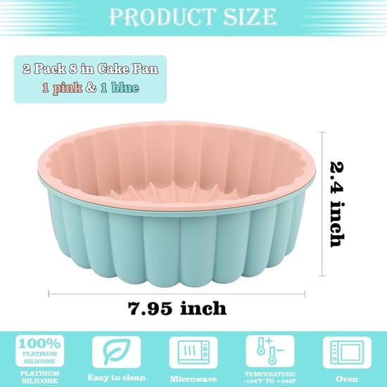 Sett med 2 runde bakeformer – 20 cm non-stick silikon for kaker, ostekake, brownies og quiche