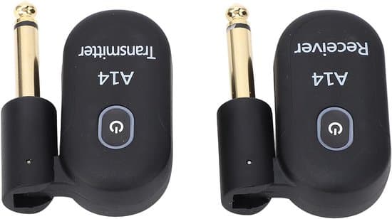 Trådlöst gitarrsystem med 2,4 GHz USB-sändare och 30 meters räckvidd för elgitarr, bas och fiol med 6,35 mm-jack – perfekt för framträdanden