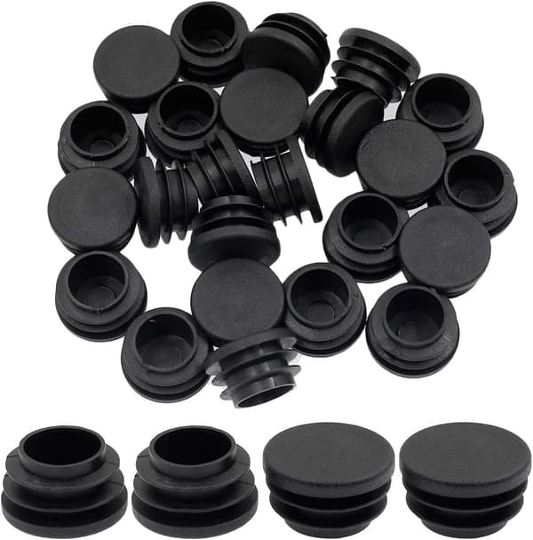 Rund plastikprop, 24 stk. sorte rørpropper store glide runde endepropper møbelstol/benrørsbeskytterindsats (25 mm) 25