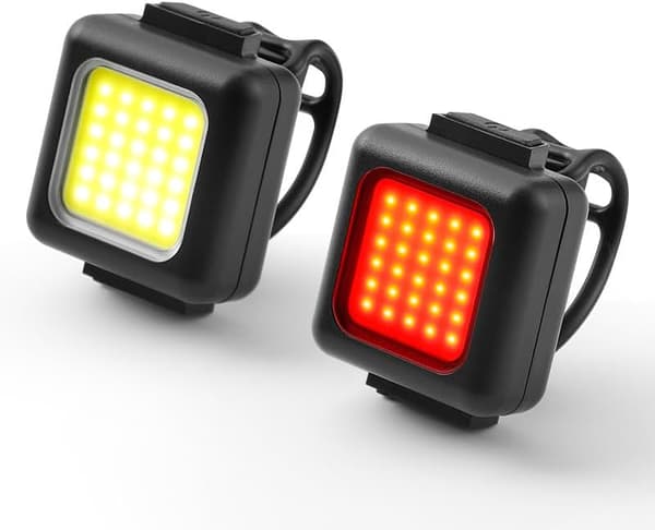 Mini USB oppladbart sykkelyssett: Ultrasterk frontlykt og bakre LED-baklys – 3 lysmoduser (2-pakning)