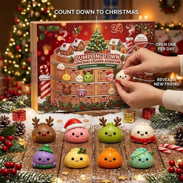 Jule Squishies Julekalender 2026, 24 Dage Dumpling Squishies Legetøj Nedtællingskalender, Squishy Overraskelser Sensorisk Fidget Gave, 24 Dage, #B