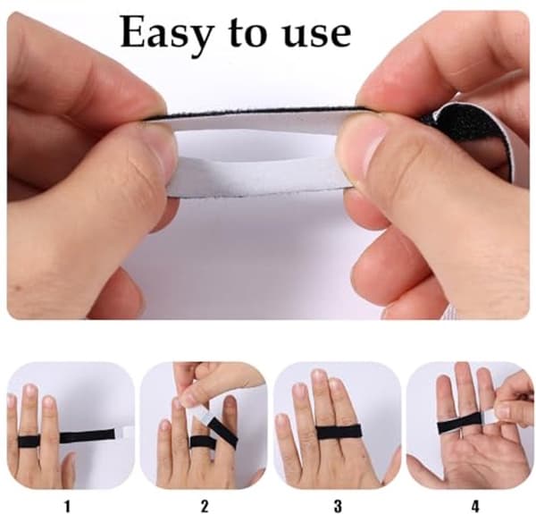 10-pak sorte nylon fingerstropper med velcro — Genanvendelige og vaskbare buddy-stropper — Forhindrer glidning og støtter skadede fingre