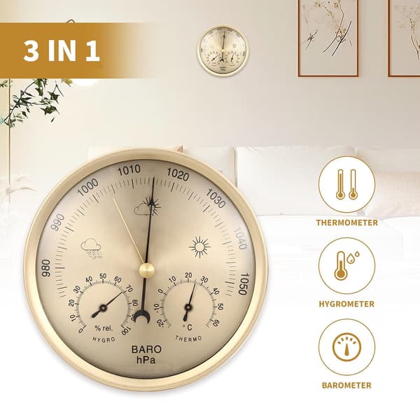 3-i-1 Allvädersstation | Termometer, Barometer & Hygrometer | Exakt Celsius för inomhus/utomhus | Vägg-/bordsmontering för hemmet