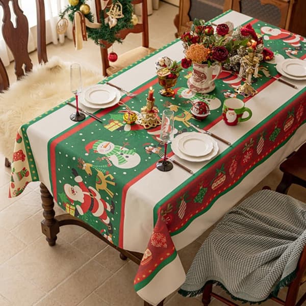Julefrokostdug, juleprintdug, rektangulær dug til fest, picnic og middagsdekoration (C, 140*200cm)