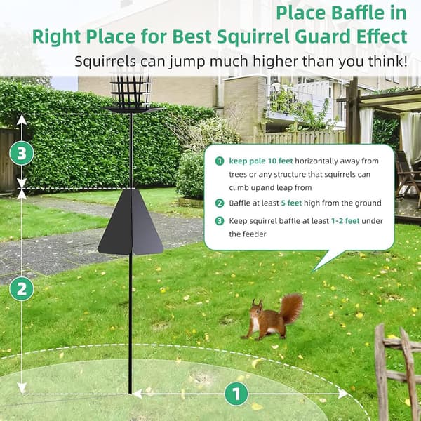 Egernafskærmning til fuglefoderstang, professionel egernafskærmning til fuglefoderhus til udendørs fuglefoderstang