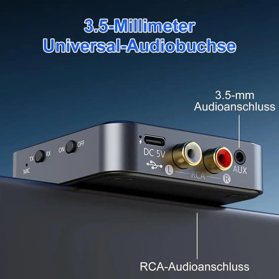 Lydadapter - Sender/Mottaker - Trådløs Musikkstrømming - Bluetooth 5.4 - 20-Meters Rekkevidde - Svart