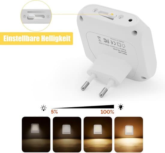 Nattlys - Plug-in nattlys - Nattlys for voksne - LED nattlys - Med skyvedimmefunksjon - Egnet for soverom og trapper (2-pakning)