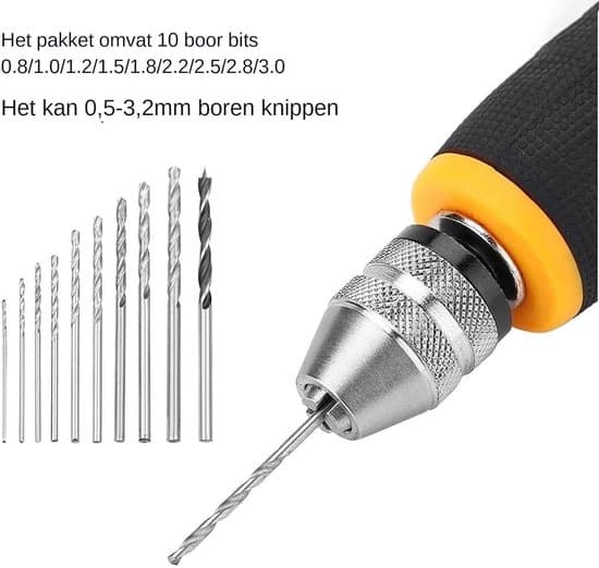 Hånddrill - Miniborr - Presisjonsboring - Sklisikkert håndtak - 0,05–0,32 cm borediameter - Sølv