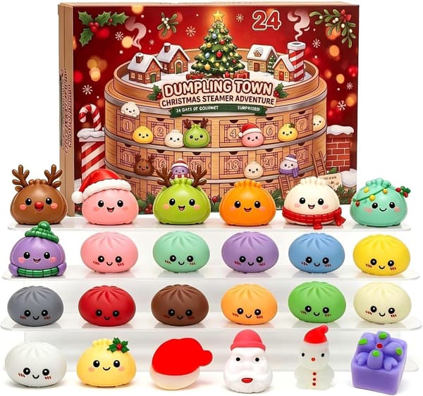 Jule Squishies Julekalender 2026, 24 Dage Dumpling Squishies Legetøj Nedtællingskalender, Squishy Overraskelser Sensorisk Fidget Gave, 24 Dage, #B