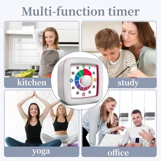 Timer - 60-minutters visuell nedtellingstimer - Egnet for barn og voksne - Stillegående design - Stor visuell timer med en diameter på 14 cm