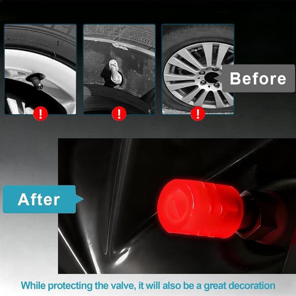 20 st självlysande däckventilhattar, fluorescerande däckventilhattar, cool bilpresent för universell dekoration bil SUV cykel motorcyklar lastbilar Red