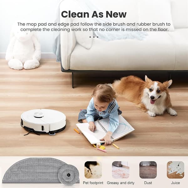 12-dels moppklutsett for Roborock S8 MaxV Ultra robotstøvsuger: 6 moppkluter og 6 sidemopper – sølvionmikrofiber VibraRise 3.0 moppesystemtilbehør