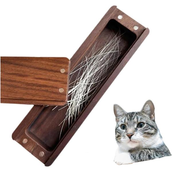 Samlarobjekt för kattens morrhår, magnet för minnessaker, valnötslåda.