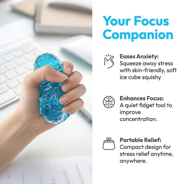 2PCS Ice Cube Squishy, 2 tum Squishy Cube, Långsam Återhämtning Frostat Honeycomb Kläm Stresslindrande Kuber för Ångest & Fokus, Nyhet Squishy Sensorisk