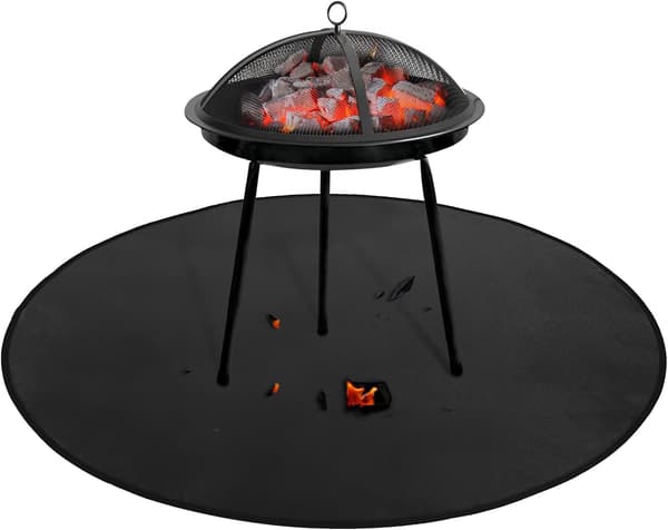 Under-grillmåtte – Grillmåtte – BBQ Gulvmåtte – 35 tommer rund – Grilldækbeskytter – Høj varmemodstand – Til terrasser og udeområder