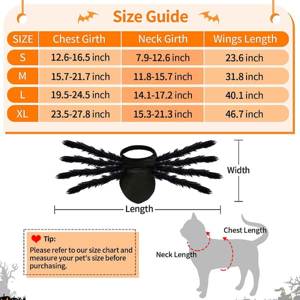 Halloween-edderkoppekostume til hunde – egnet til mellemstore og store racer M 75cm
