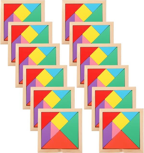 Tangrams Træpuslespil Tangrams Sæt til Formpuslespil Hjerne Logikblokke til Spil Pædagogiske Gaver til Voksne Studerende (Notch Style)