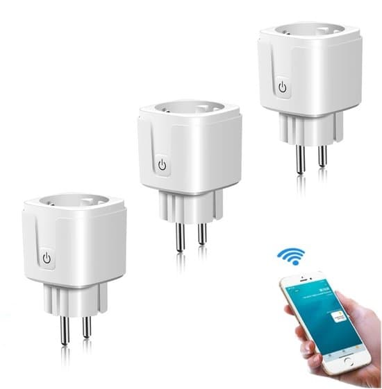 3-pakning Smartplugg 16A – WiFi Smartplugger med Energimåler – Kompatibel med Google Home og Alexa – iOS og Android