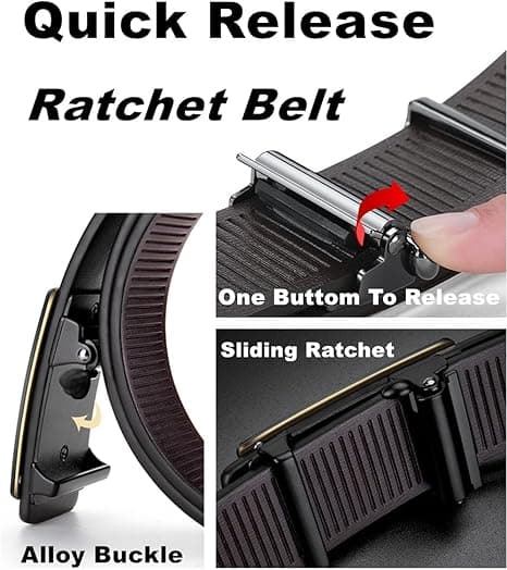 Sort bælte til mænd, designerbælter til mænd, mode slide ratchet click casual herrebælte til jeans (105cm)