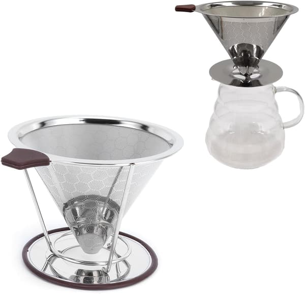 6-kops kaffefilterholder i rustfrit stål, mesh-tragt, køkkenværktøj til kaffebrygning