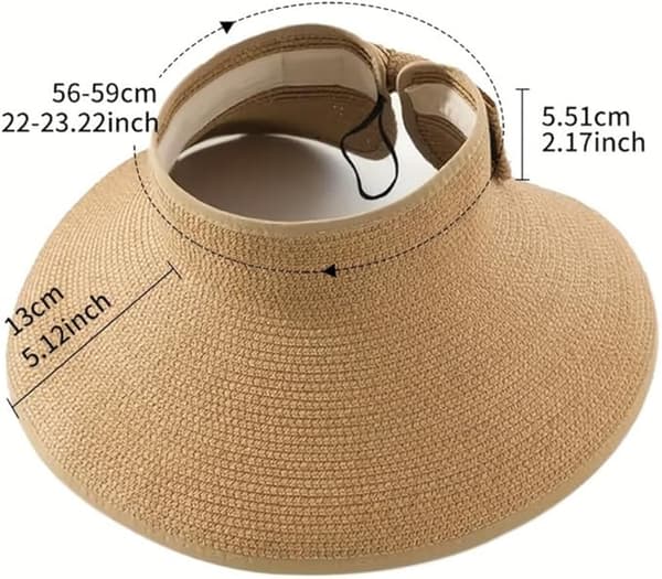 Solhatte Visir til kvinder Stråstrandhat Sammenfoldelig Ferie Essentials Solhatte Letvægts Vandreture Hatte Pakbar Rejse Sort Black