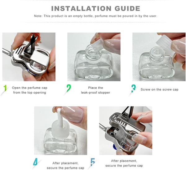Bilventilasjon Aroma Clip — Gitarformet Tom Diffuserflaske — Dashbordpynt (Duft: Svart Gardenia)