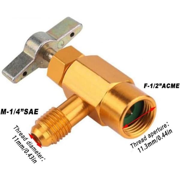1/4\" SAE til 1/2\" R134a Adapter – Freon påfyllingsverktøy for bilklimaanlegg