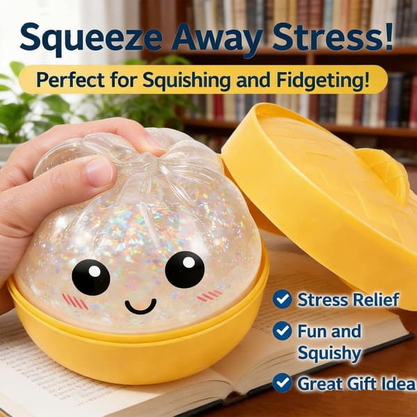 Dumpling Squishies, Glitter Dumpling Mystery Box, Färgglada Dumplings Stressbollar Fidget Sensorisk, Påskkorgsfyllare Vit