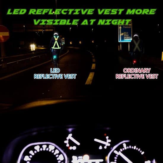 Løbevest - Løbelys - LED Refleksvest - USB-genopladelig Refleksløbevest - Med Sikkerhedslys - Justerbar Størrelse - Elastisk
