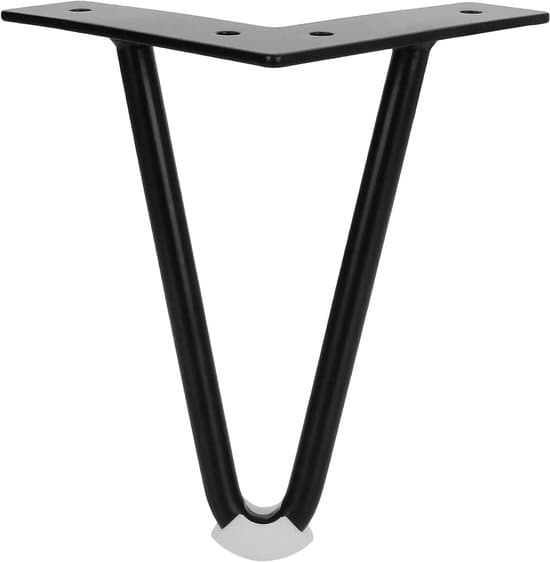 Möbelben – Set om 4 – För stolar, skåp, soffor, soffbord och sängar – 15 cm – Svart metall – Kraftiga – Inkluderar skruvar – Ej resistenta
