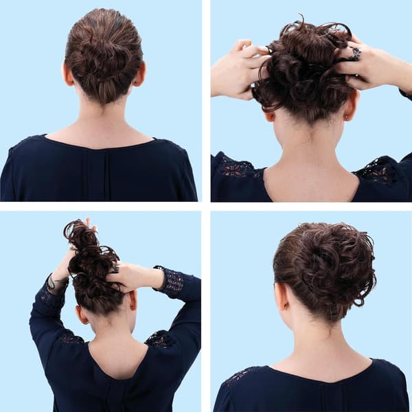Hårstycke Scrunchy Updo Brudhårstil Voluminös Vågig Messy Bun Blond Mix