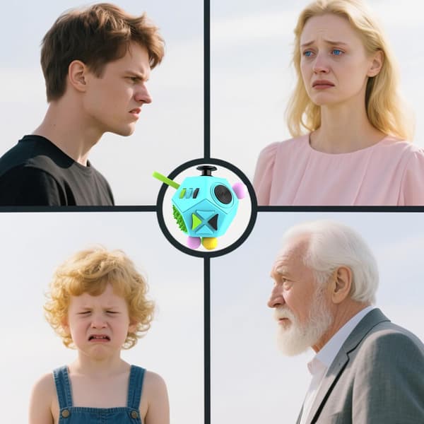 Fidget Toys Cube 12-sidet dekompressionskube lindrer stress mod angst depression med autisme for børn og voksne (sort grøn blå-)