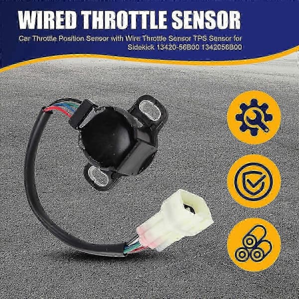 Bil Gasspjeld Posisjonssensor med ledning Gasspjeld Sensor TPS Sensor for Suzuki Sidekick 13420-56B00 13Black SZRH A-M