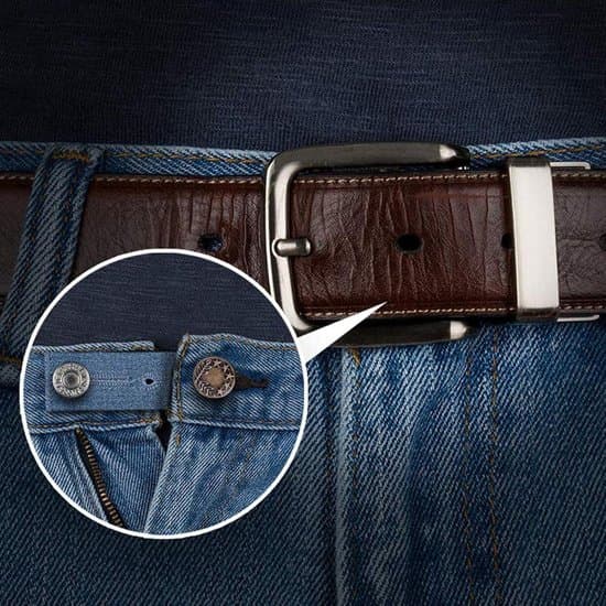 Knaphulsforlænger 4 stk. - Denim Bukseudvider til Jeans og Ventebukser - Bukseknaphulsforlænger og Elastisk Forlængerknap (2 sæt)