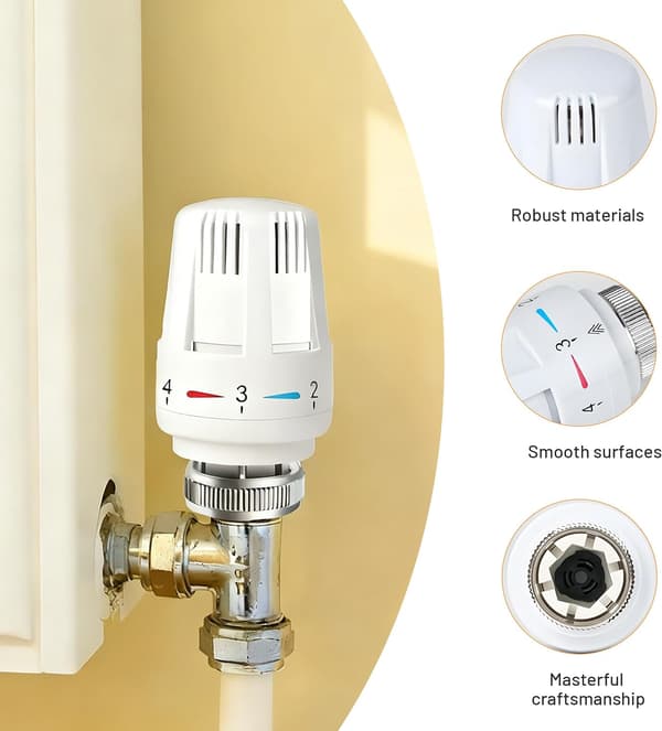 Sæt med 4 varmetermostater, termostatvarme M30 x 1,5, radiatortermostat, termostatventil termostathoved, termostathovedradiator