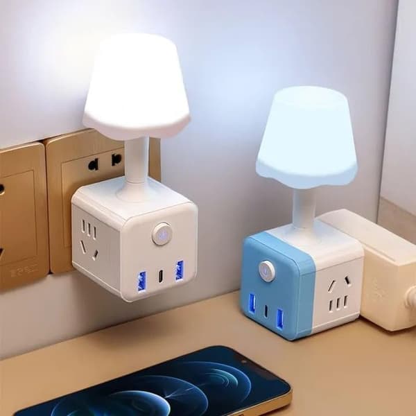 Fjärrkontroll LED Nattlampa med USB-adapter - Vägglampa för sovrum, barnrum, badrum & kök, Smart & Blå