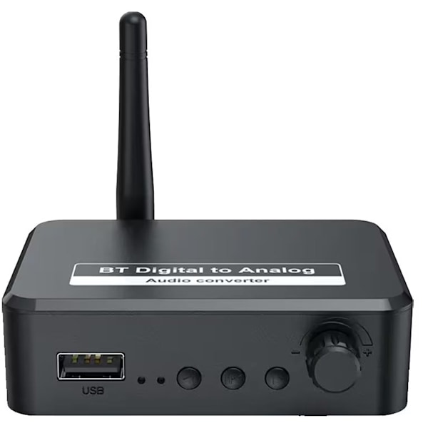 Bluetooth Audio Adapter - BT 5.3 - SPDIF/3.5mm AUX//RCA/USB - Bluetooth Audio Receiver - B35T - Sort