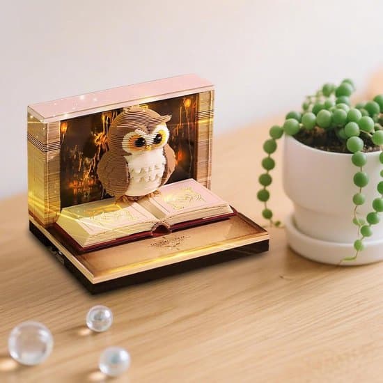2027 3D Klockkalender - 1 stycke - 8.5×8.5×6.8 cm - 3D Pappersutskuren Konstkalender - Uggledesign - Perfekt för skrivbord, vardagsrum eller sovrum