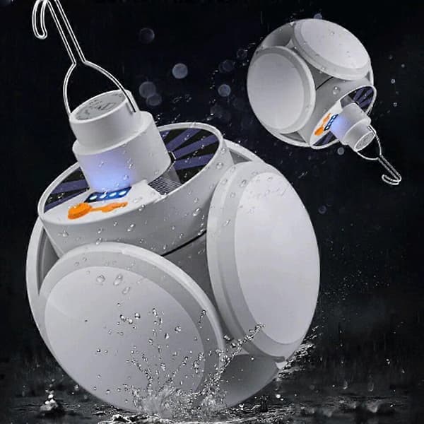 LED solcellelykter og lommelykter, USB oppladbart teltlys for fotturer og camping