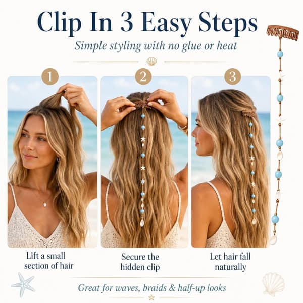 Boho Beachy Mermaid Hair Accent naisille, merenneito-hiuskoriste, meritähti-simpukkahelmi-klipsi, kerrostettu hiusasuste, valtameri-aiheinen