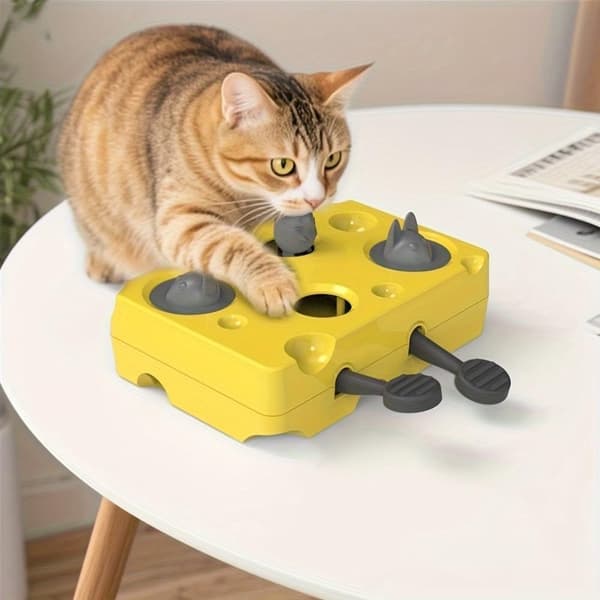Kattegodbid Puslelegetøj - Interaktiv Pop-Up Foderautomat uden Batteri, 23 cm Hjernevrider & Langsom Foderautomat med Skridsikker Base, Let Rengøring ABS