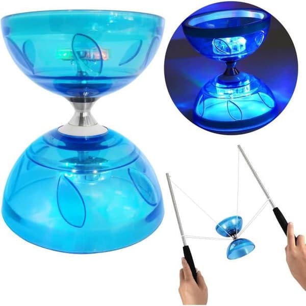 LED-upplyst Diabolo Jongleringsset med Trippel Kullagersystem – För Barn & Vuxna – Trick Performance Utrustning