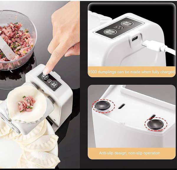 Elektrisk Dumpling Maker 2025 - Automatisk Dumpling Maskine med Ske & Børste, Justerbar Hjemme Dumpling Form