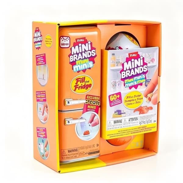 Minijääkaappi + 2 kapselia, Täytä jääkaappi -setti, Mini Brands. Orange