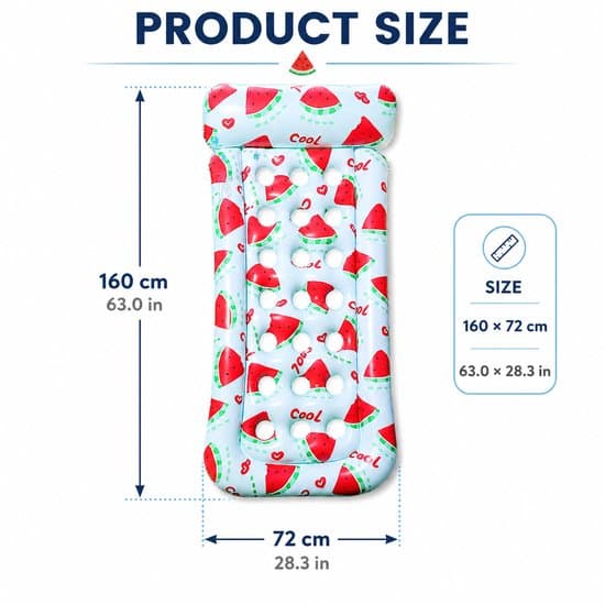 Pool Float - Oppustelig Luftmadras Pool - Vandmelon Lounger Float Med 21 Huller - PVC Vand Luftmadras Til Sommer og Ferie - 160 x 72 cm
