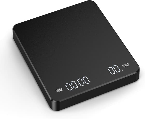 Digital kaffeskala med timer, 3 kg/0,1 g espressoskala, oppladbar kaffeskala med LED-display.
