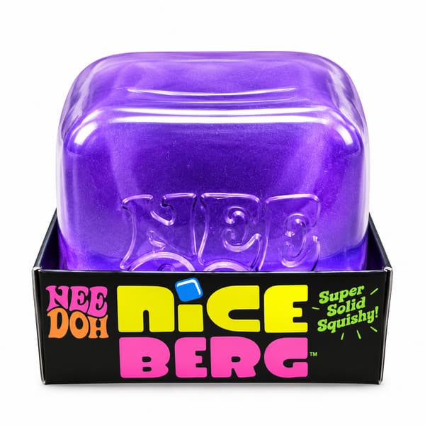 NeeDoh Squishy Cube Legetøj 8cm, Blød Klembar Sensorisk Stress Terning, Fidget Legetøj til Angstlindring Stor Lilla Tern Purple