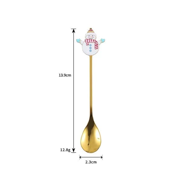 Julekaffeskjeer, sett med 4 gull dessert- og teskjeer, 304 rustfritt stål - B17