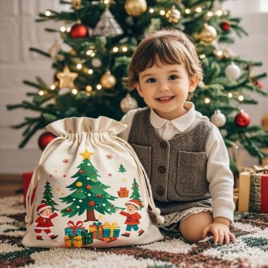 Julegavepose – Ekstra Stor – 48 x 65 cm – Solid Kanvasstoffpose – Med Snor – Til Sinterklaas og Jul – Gjenbrukbar – Dekor
